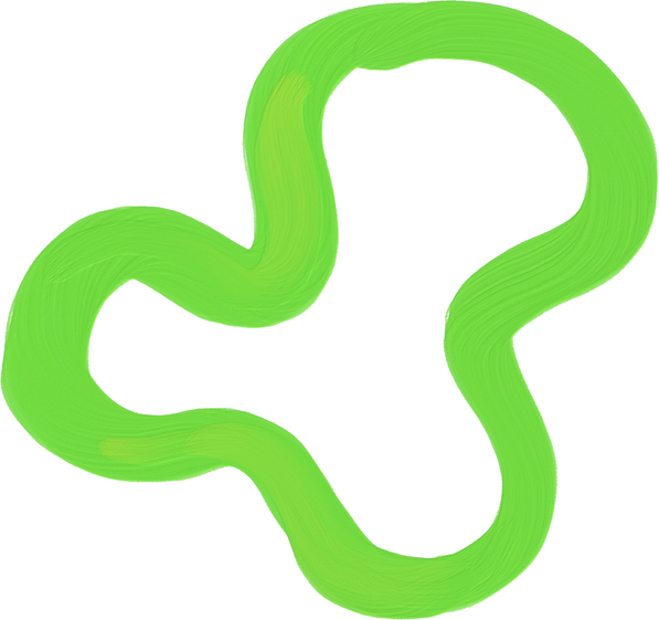 Impasto Textured Shapes Green Line Blob
